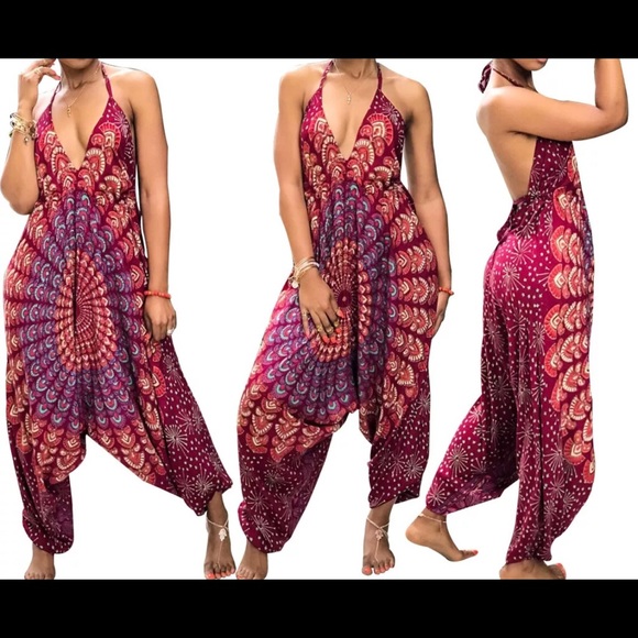 MAKE AN OFFER‼️Boho Backless Jumpsuit Jrs. Sizes - Picture 2 of 3